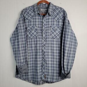 Wrangler Retro long sleeve pearl snap button-down western short men's sz XL blue